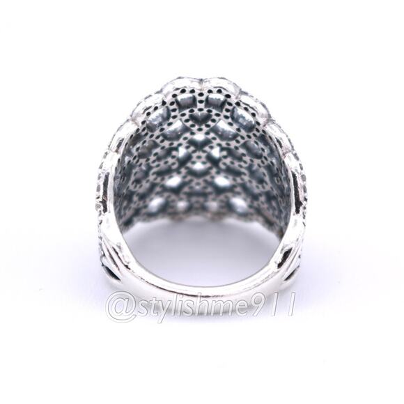 Vintage Authentic Pandora Silver Shimmering Lace Ring - 190907CZ - Picture 3 of 14